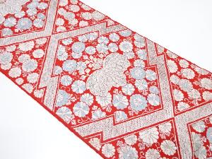 アンティーク　松皮菱に桐・菊唐草模様織り出し袋帯（着用可）